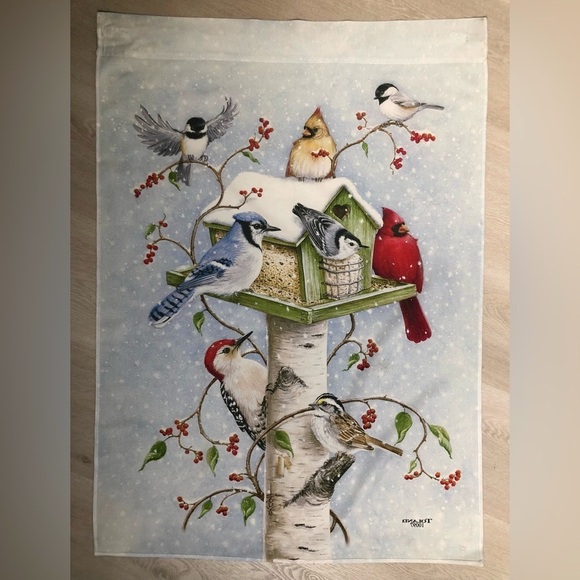 Toland Cardinal Winter Snow Birds Full Size Flag - Picture 4 of 9